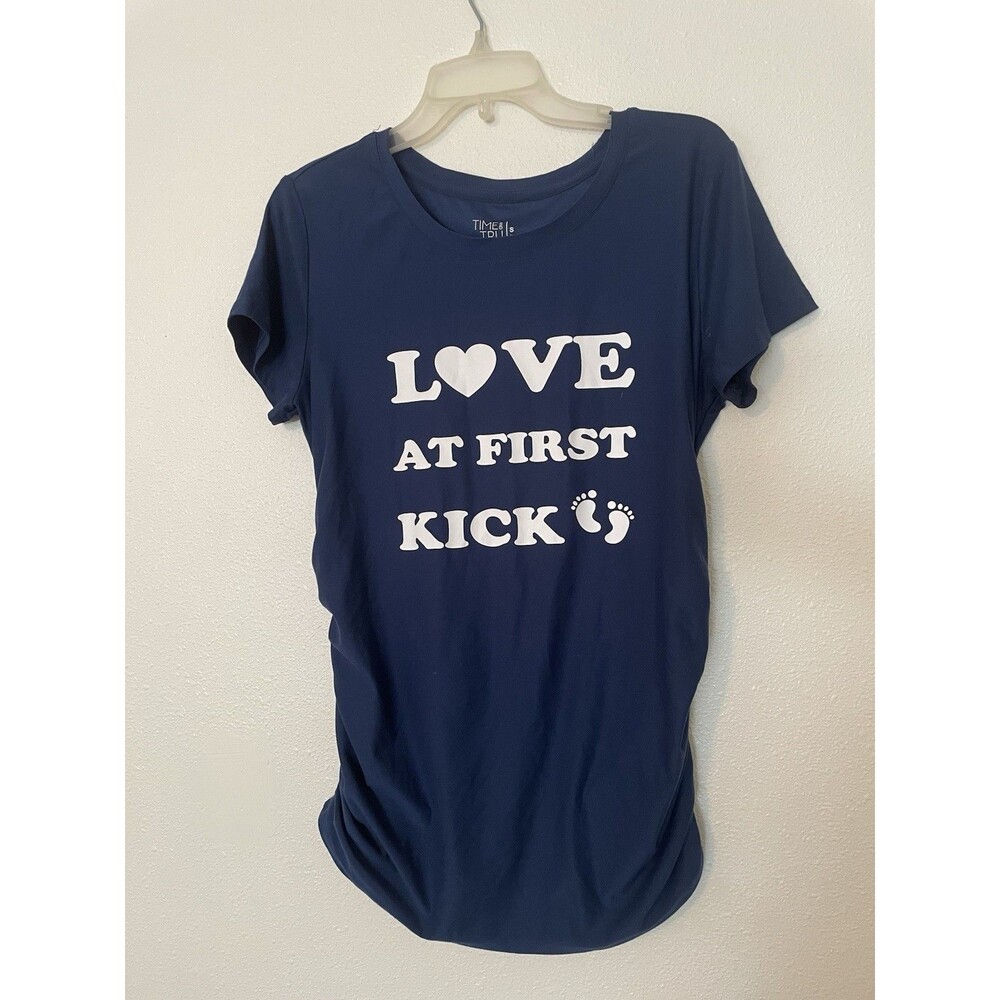 Time and Tru 'Love At First Kick' Maternity Top (Size S 4-6)